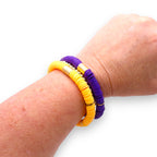 Gold Purple Game Day Stack Bracelet, School Spirit Jewelry