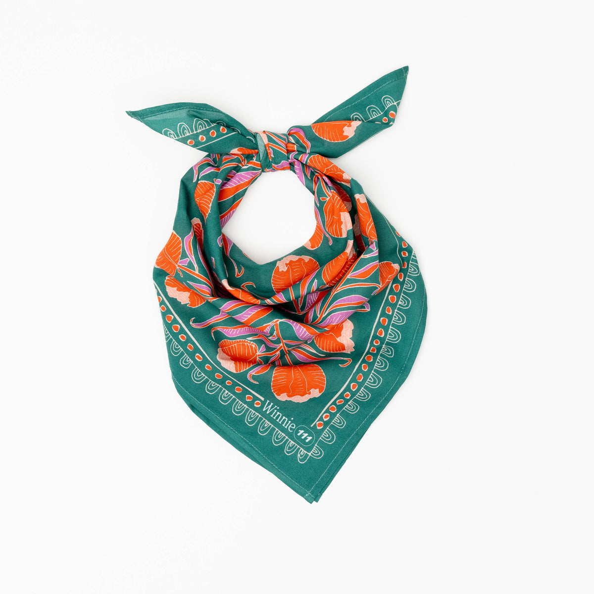 Winnie Cotton Bandana – Green Floral