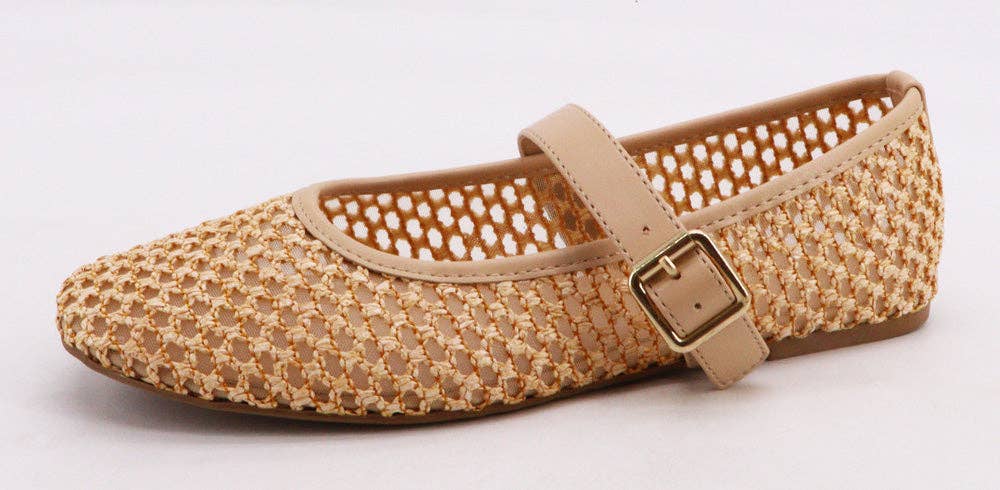 Bamboo Woven Mesh Mary Jane Flats – Lightweight & Breathable