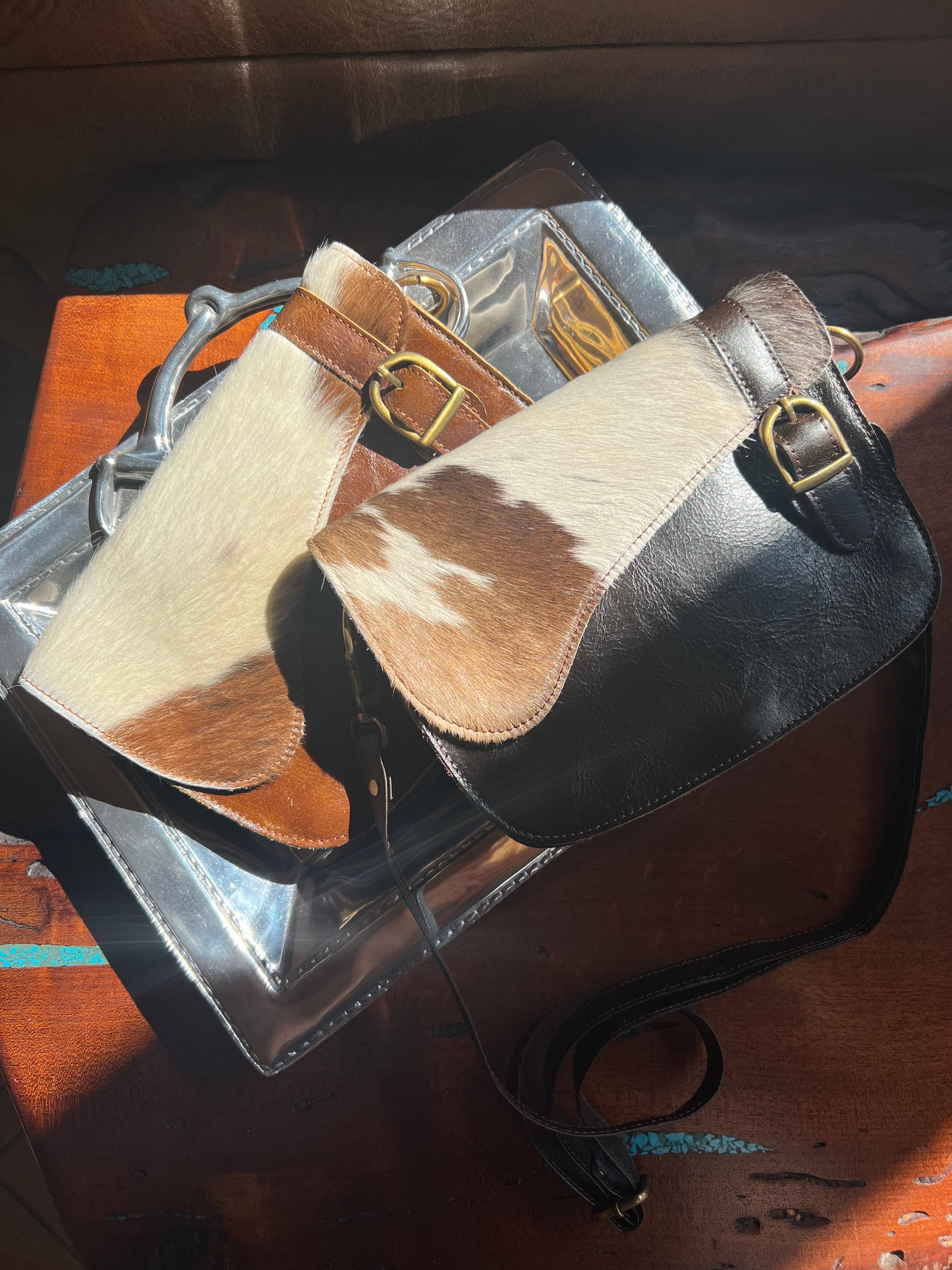 The English Saddle Cowhide Crossbody
