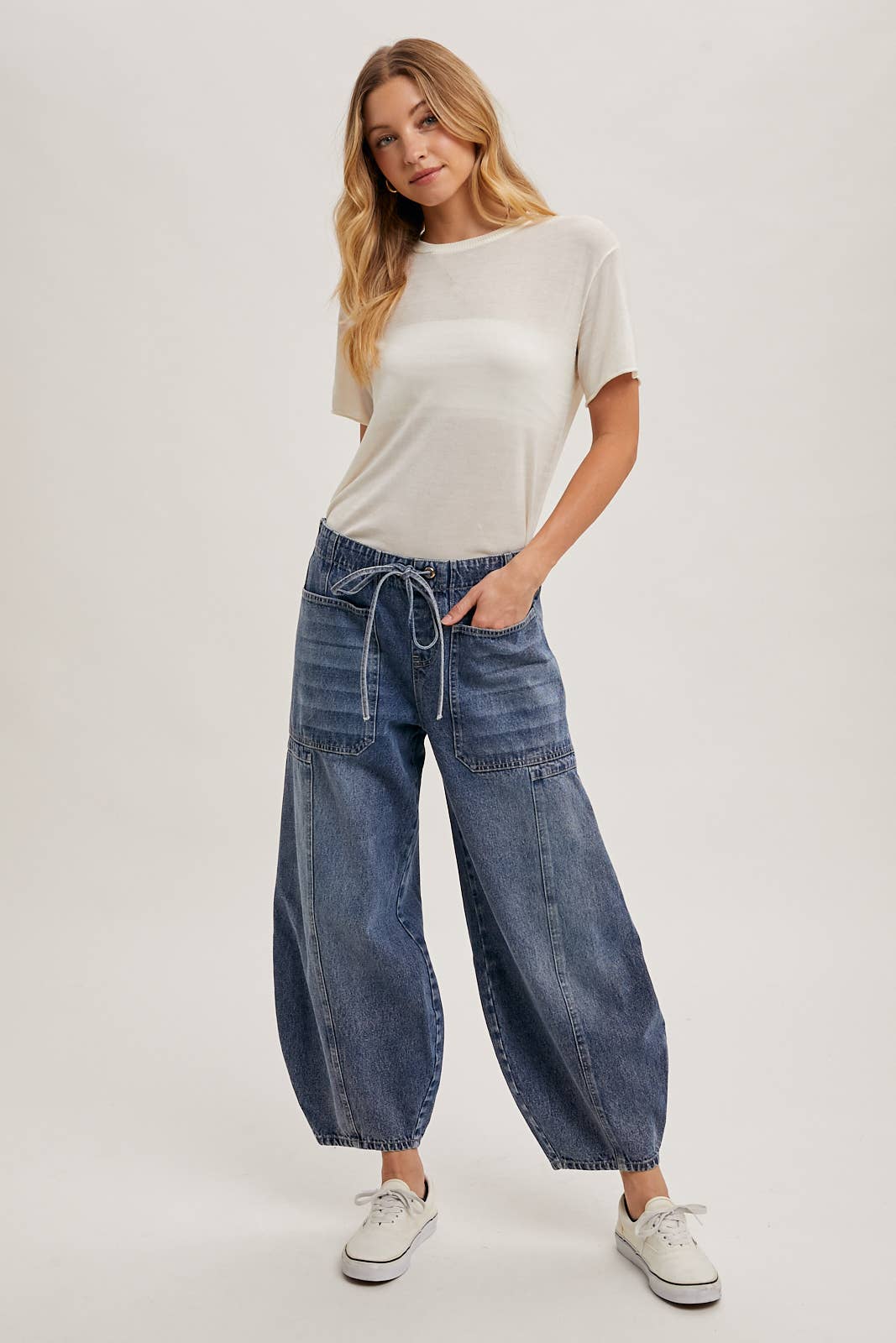 DRAWSTRINGS BARREL JEANS