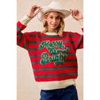 CHRISTMAS THEME STRIPE KNIT TOP