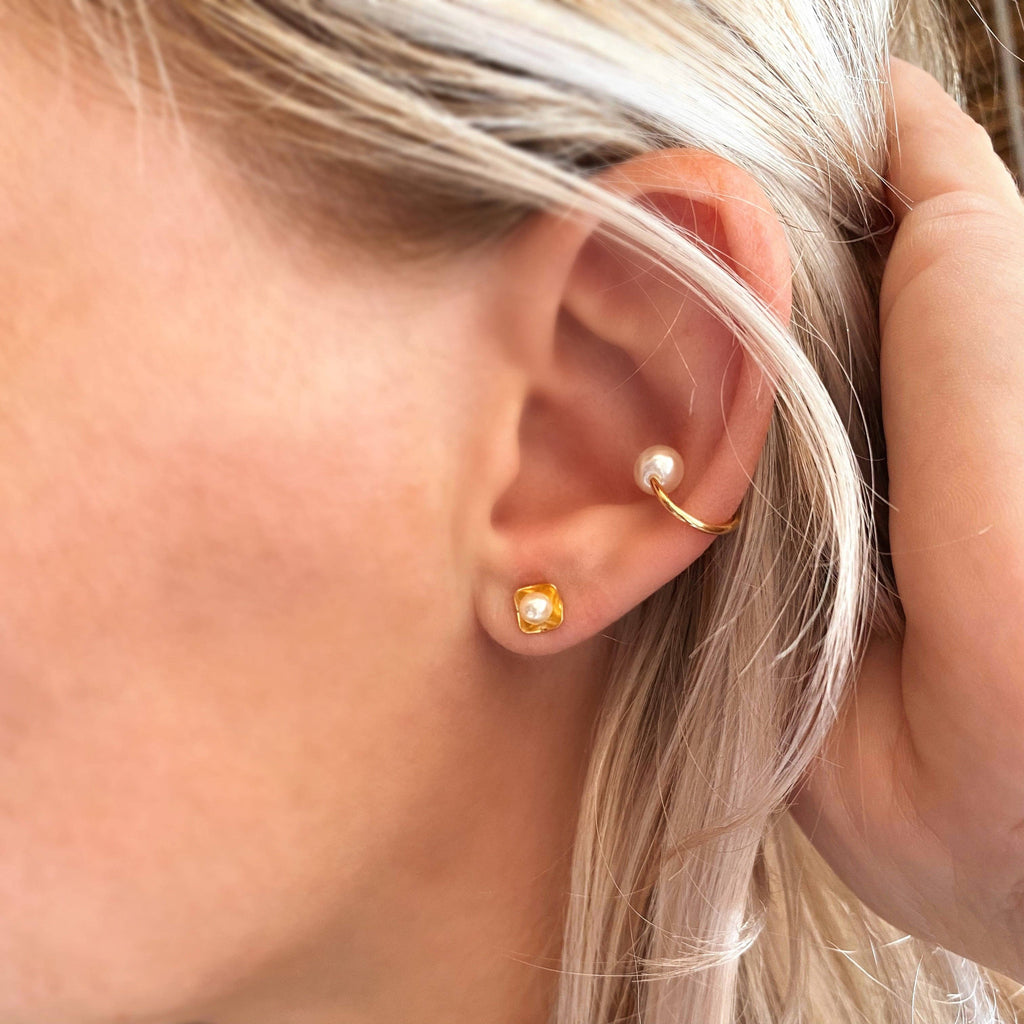 Delicate Pearl Ear Cuff - 18k Gold Filled