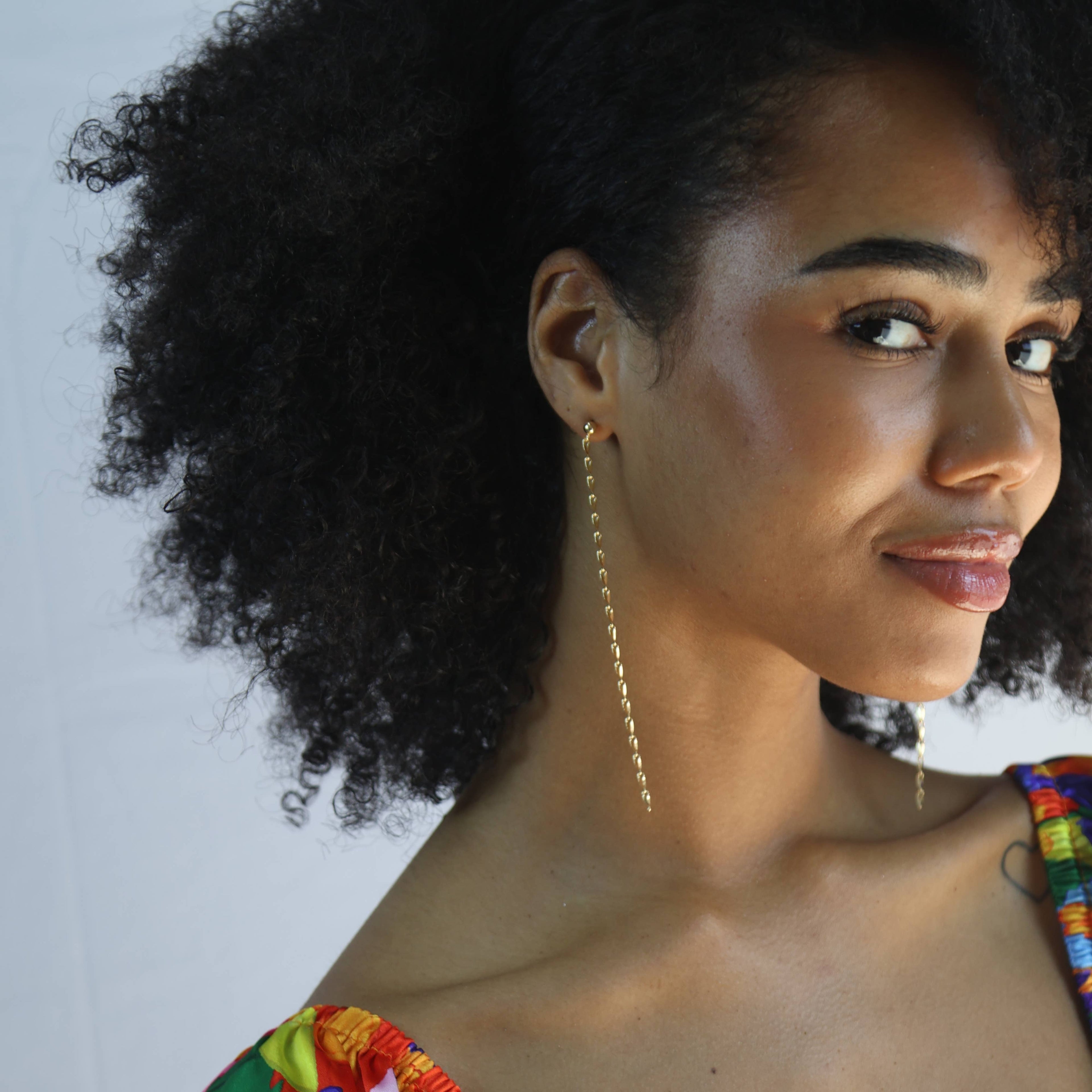 18k Gold Chain Drop Earrings