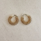 18k Gold  Beaded Cluster Hoop Earrings