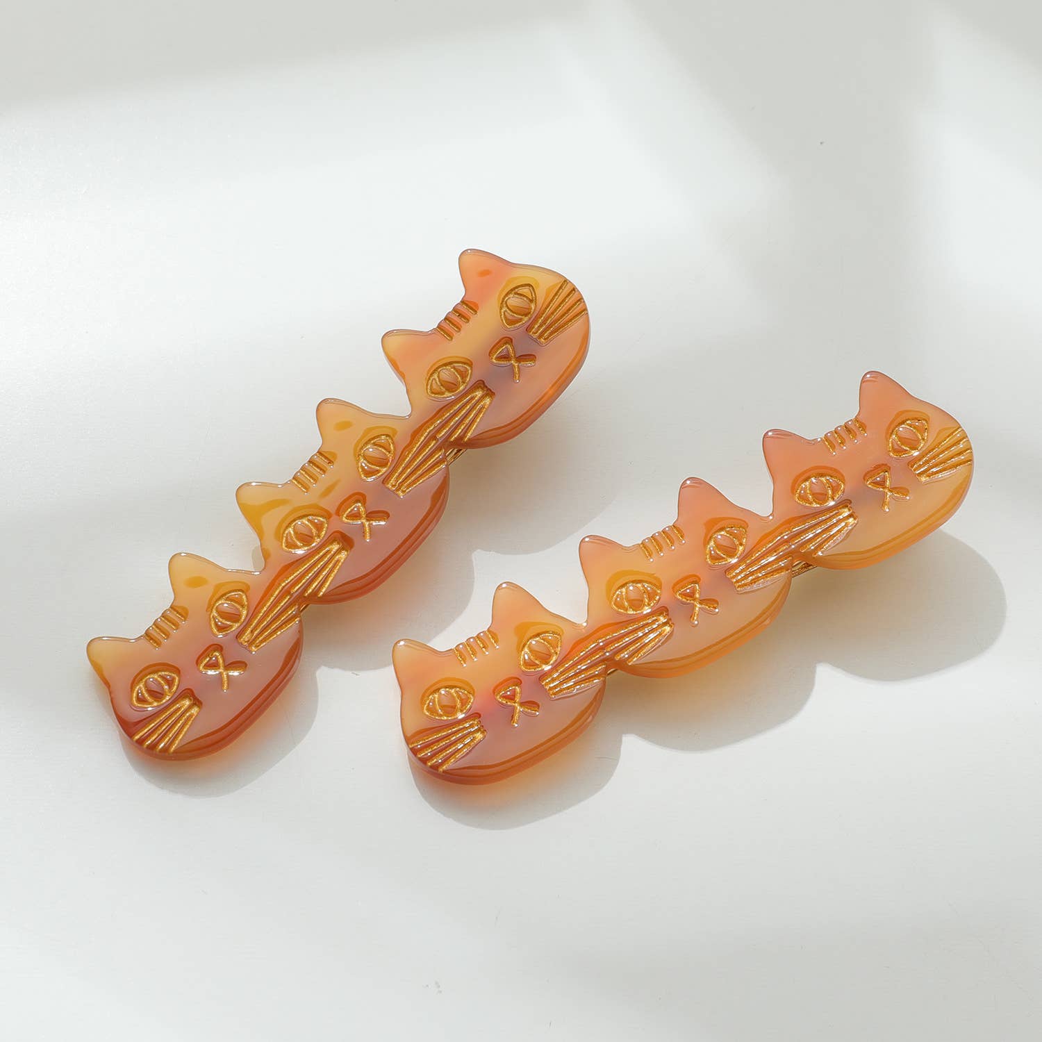 Zoe 3 Cat Face Barrette Hair Clip - Set of 2
