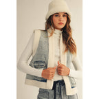 Washed Vintage Denim Fleece Vest