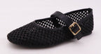Bamboo Woven Mesh Mary Jane Flats – Lightweight & Breathable