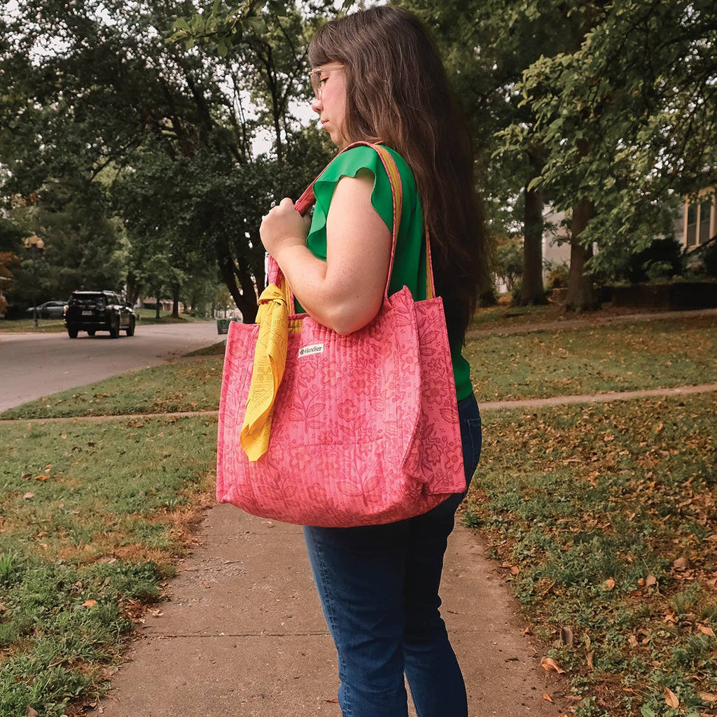 Lacey Quilted Tote – Pink Floral