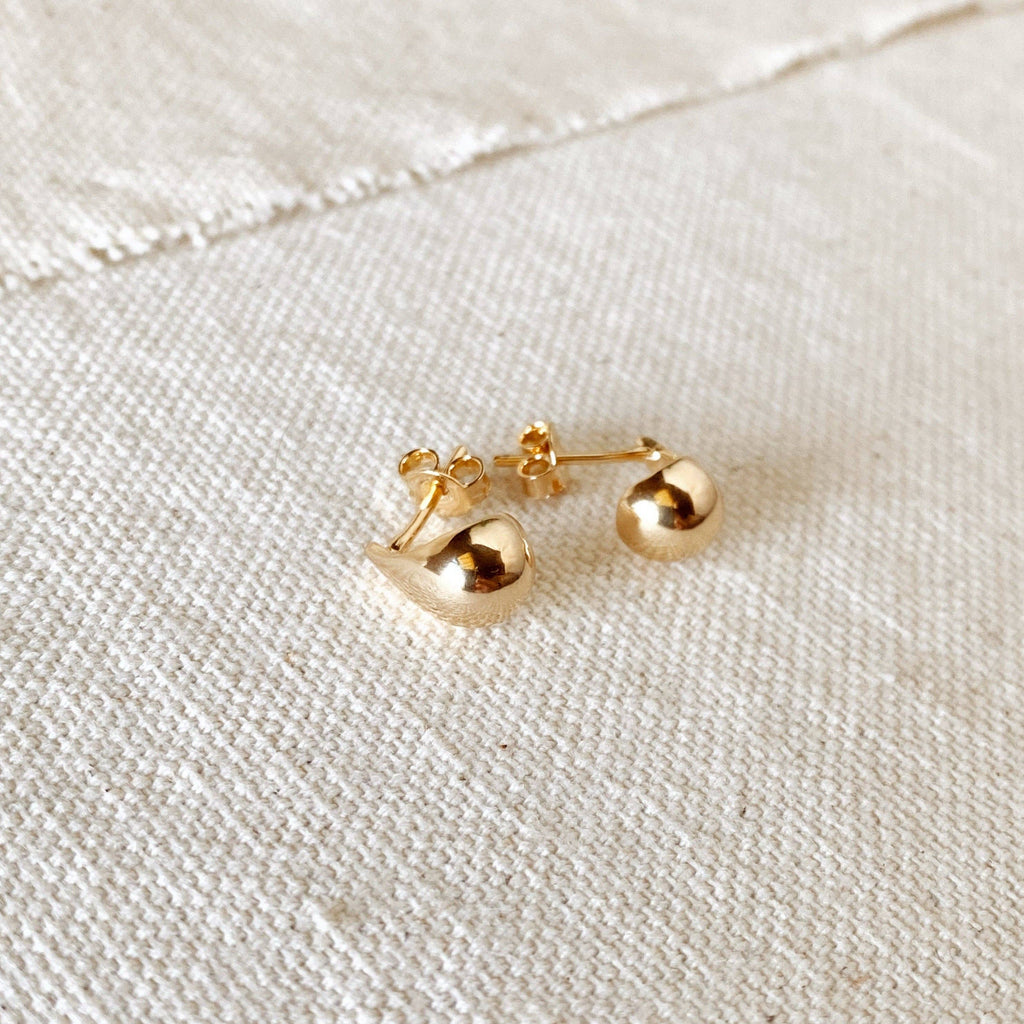 18k Gold Filled 10mm Teardrop Stud Earrings
