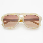 Voyager Oversized Acetate Aviator Sunglasses - Gray Pearl