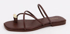Crisscross Ring Toe Flat Sandals