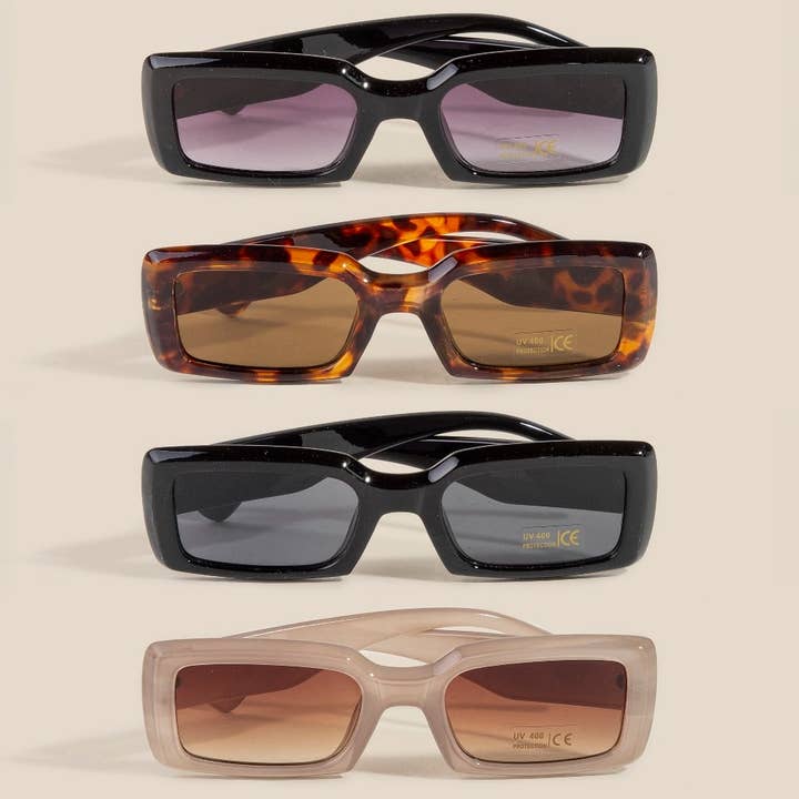 Luxe Thick Frame Rectangle Sunglasses