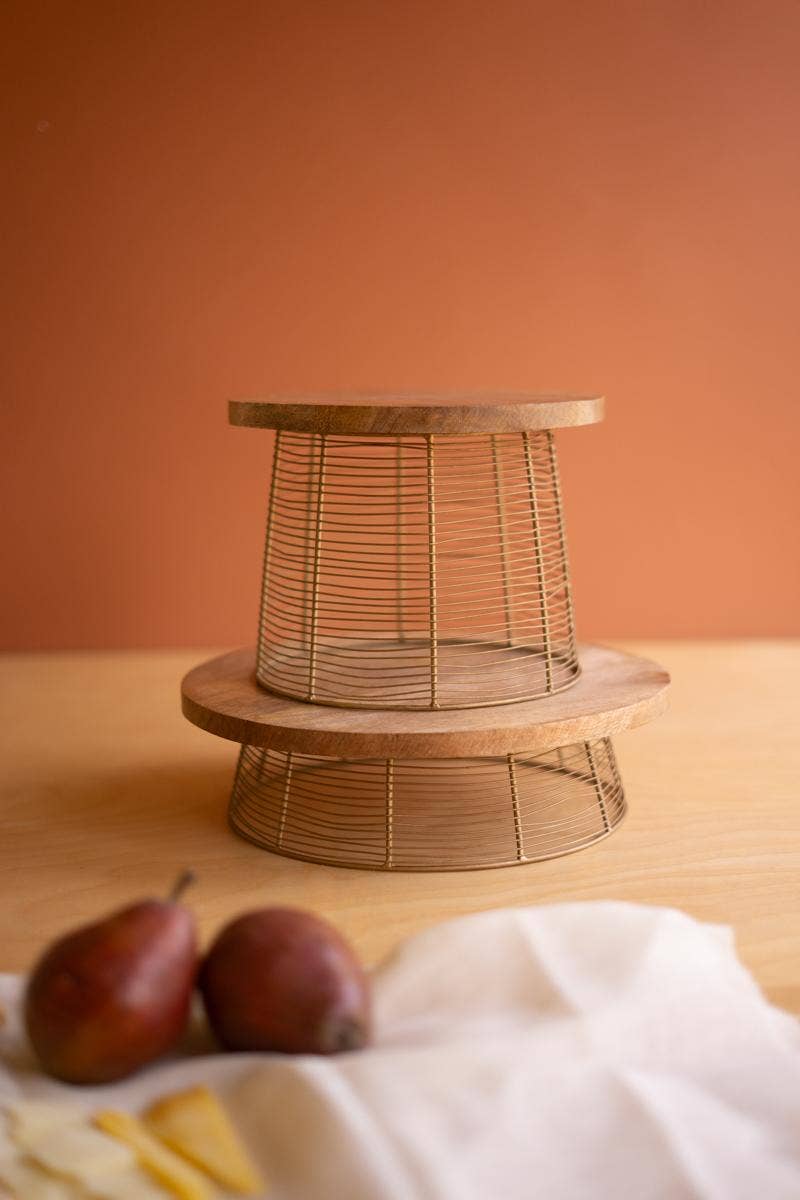 Mango Wood & Wire Decorative Risers – Set of 2