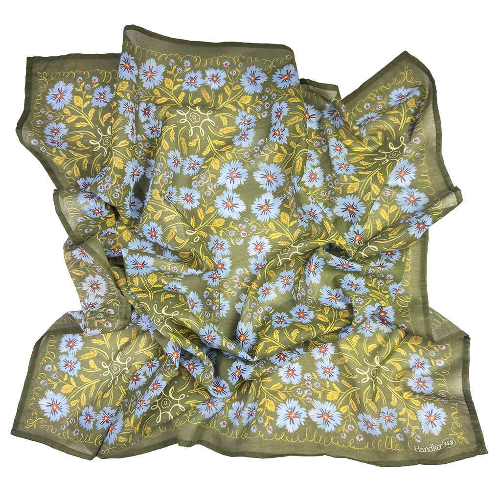 Clara 34" Wild Rag Bandana – Green & Purple