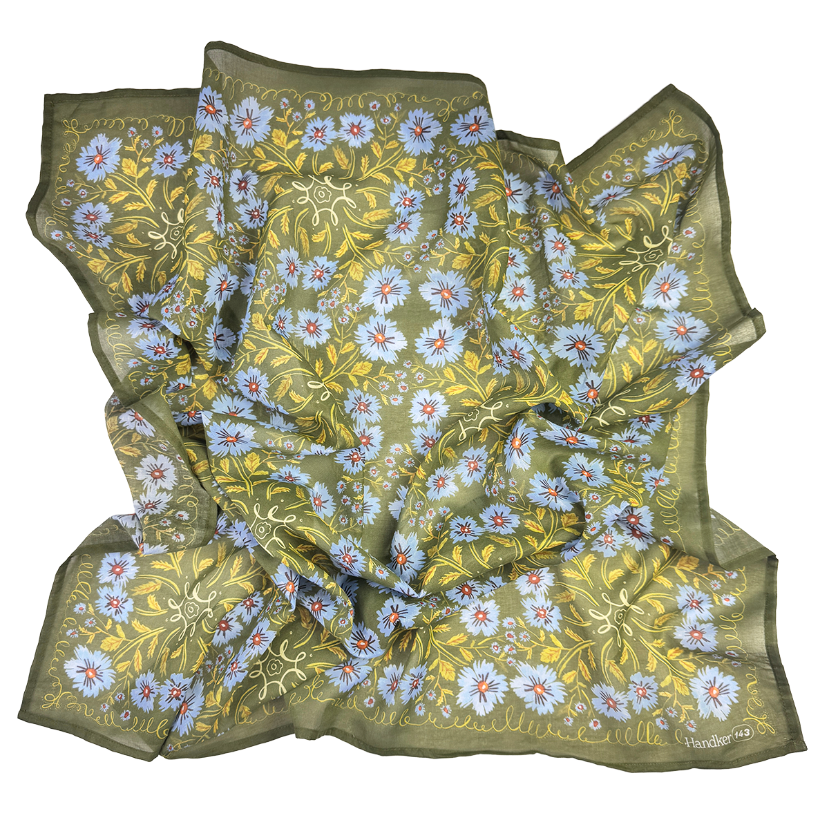 Clara 34" Wild Rag Bandana – Green & Purple