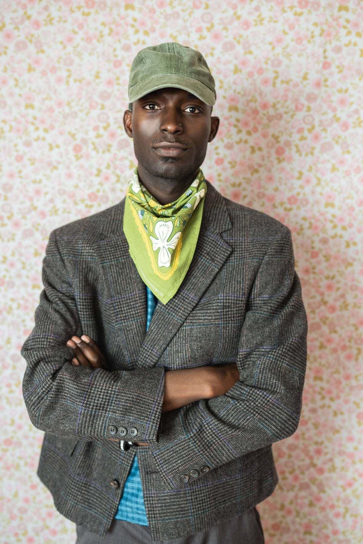 Josephine Cotton Bandana – Green & Lilac