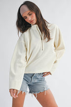 Ribbed Half Zip Cropped Pullover