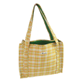 Marmee Quilted Tote – Gold & Mauve Plaid
