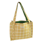Marmee Quilted Tote – Gold & Mauve Plaid