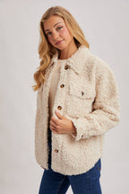 Latte Boucle` Button Jacket