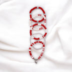 Dark Red and White Game Day Bracelet Stack