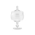 Vintage Glass Apothecary Candy Jar - Footed Globe Bowl with Lid (17oz)