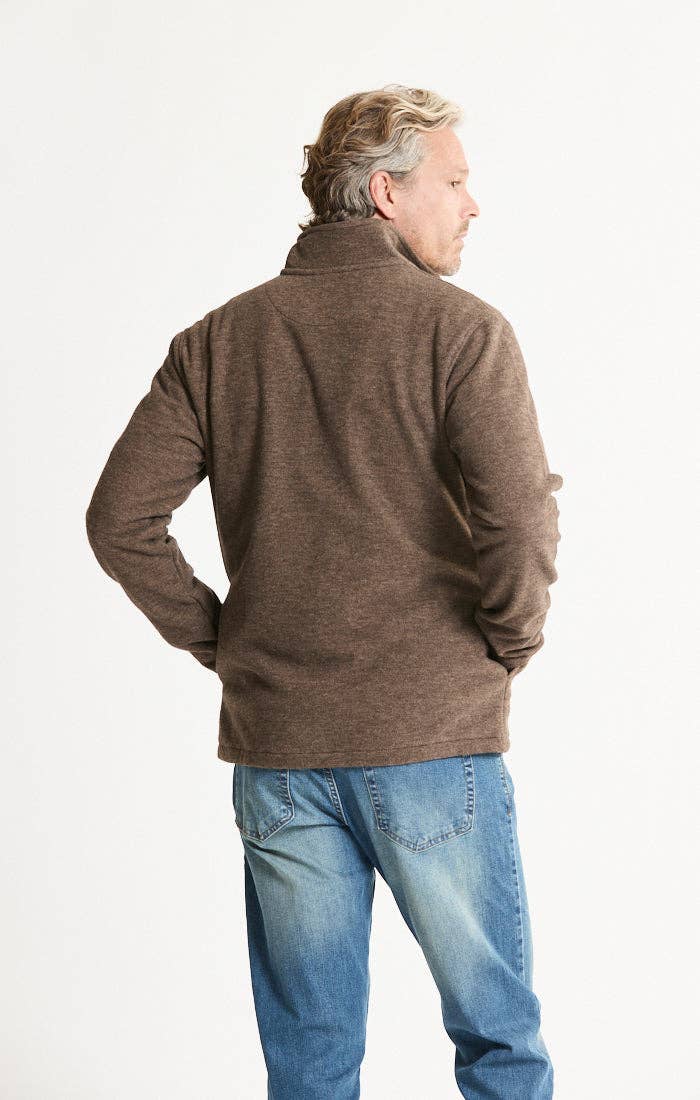 Men's Heathered Knit Full-Zip Jacket – Brown