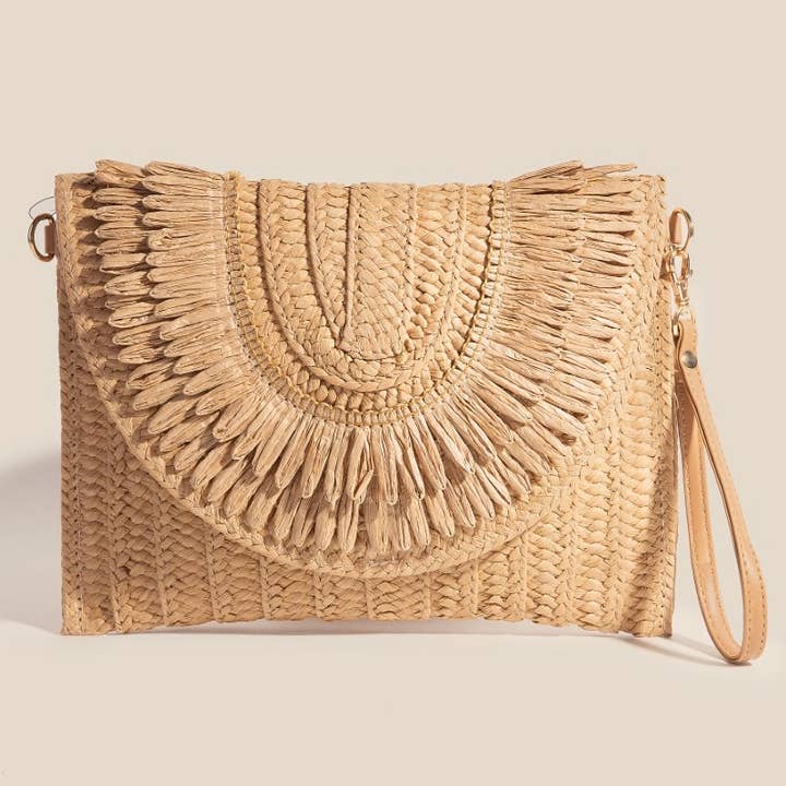 Woven Envelope Clutch Bag - Textured Paper Weave