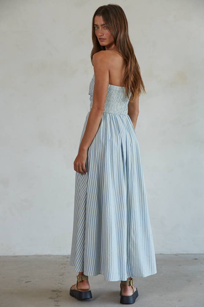 Smocked Bodice Strapless Dress