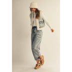 Washed Vintage Denim Fleece Vest