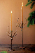 Rustic Metal Deer Taper Candle Holders – Set of 2