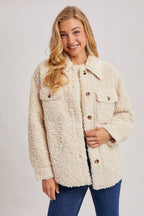 Latte Boucle` Button Jacket