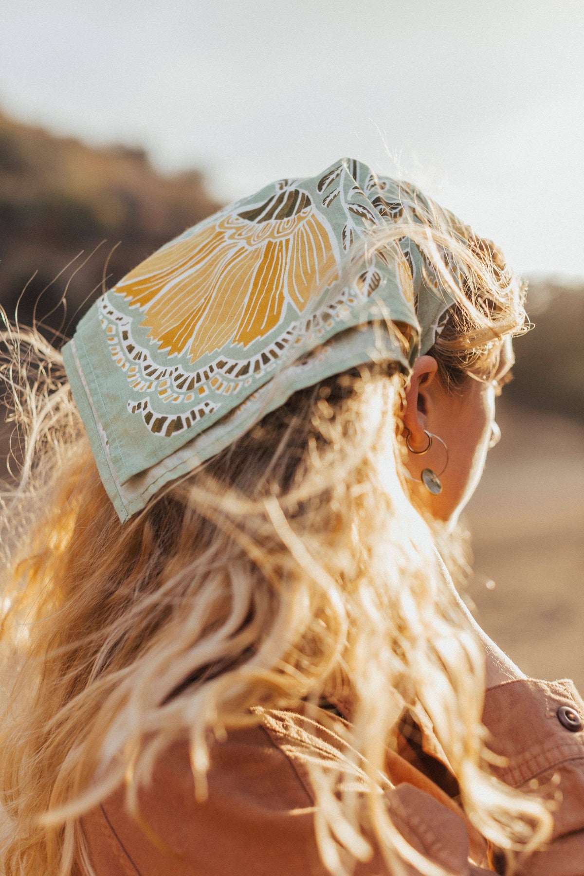 Hazel Cotton Bandana – Yellow Floral