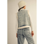 Washed Vintage Denim Fleece Vest