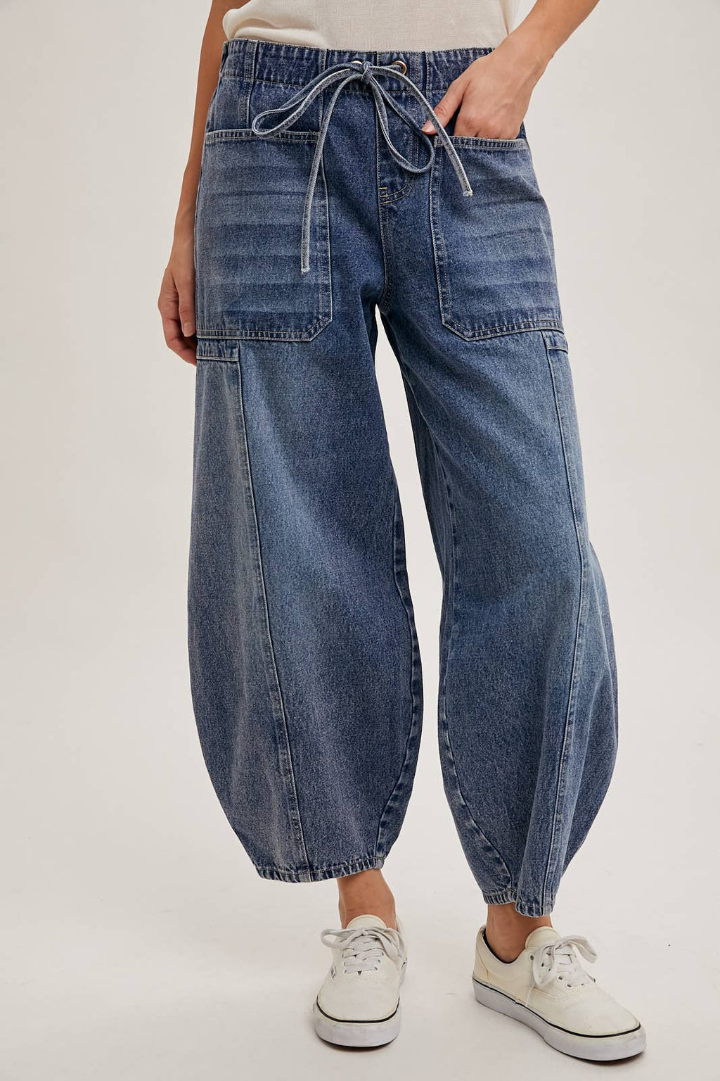 DRAWSTRINGS BARREL JEANS