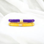 Gold Purple Game Day Stack Bracelet, School Spirit Jewelry