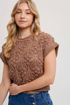 KNIT SWEATER SHORT SLEEVED PULLOVER