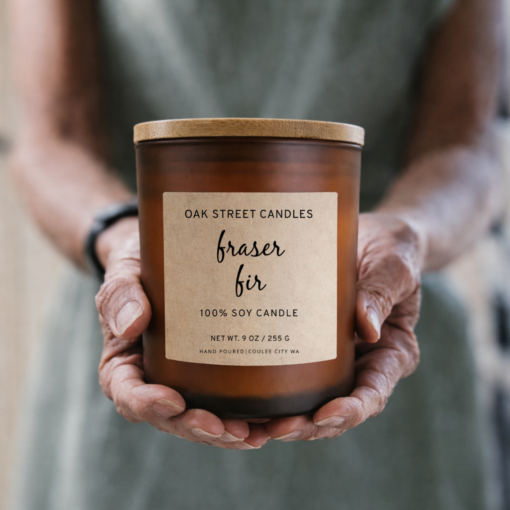 Soy Candle - Fraser Fir 9 oz. Frosted Amber Glass
