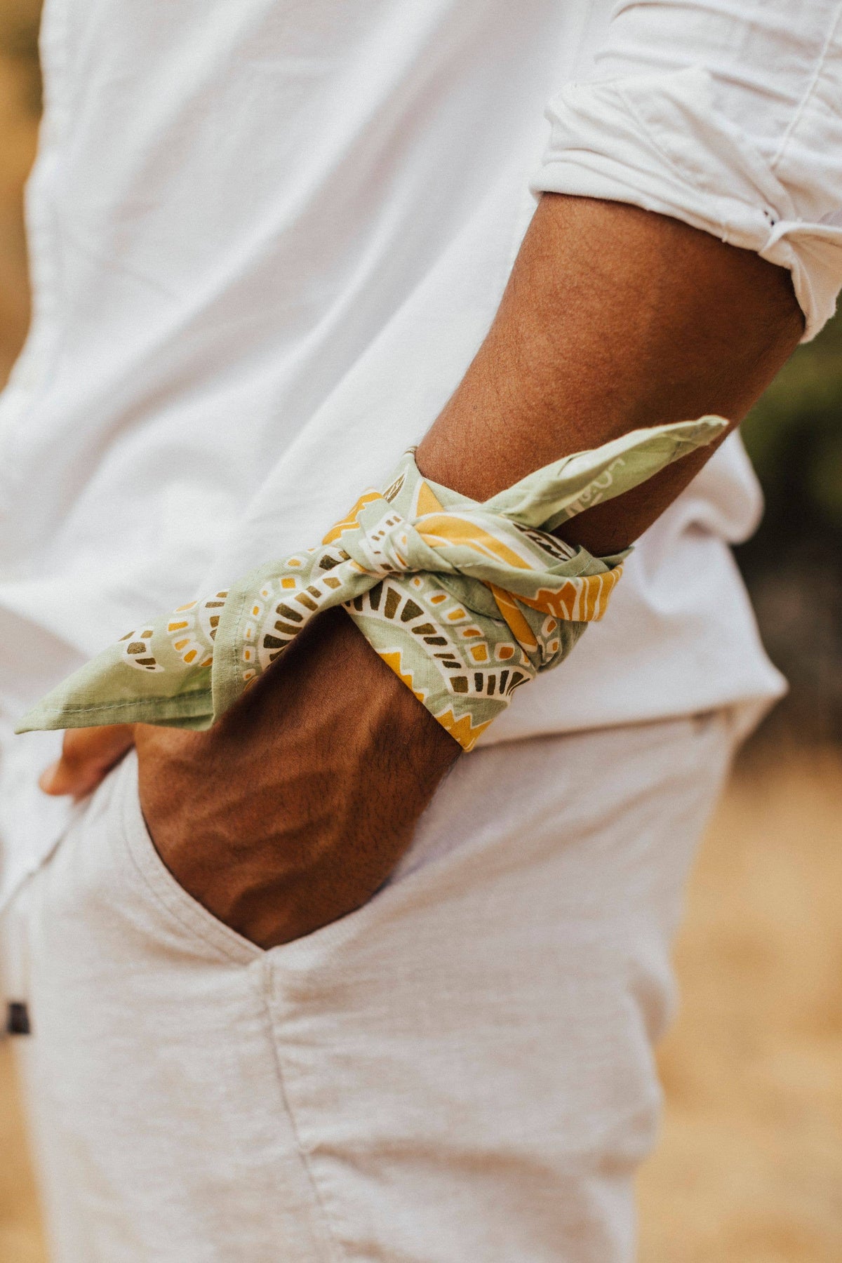 Hazel Cotton Bandana – Yellow Floral