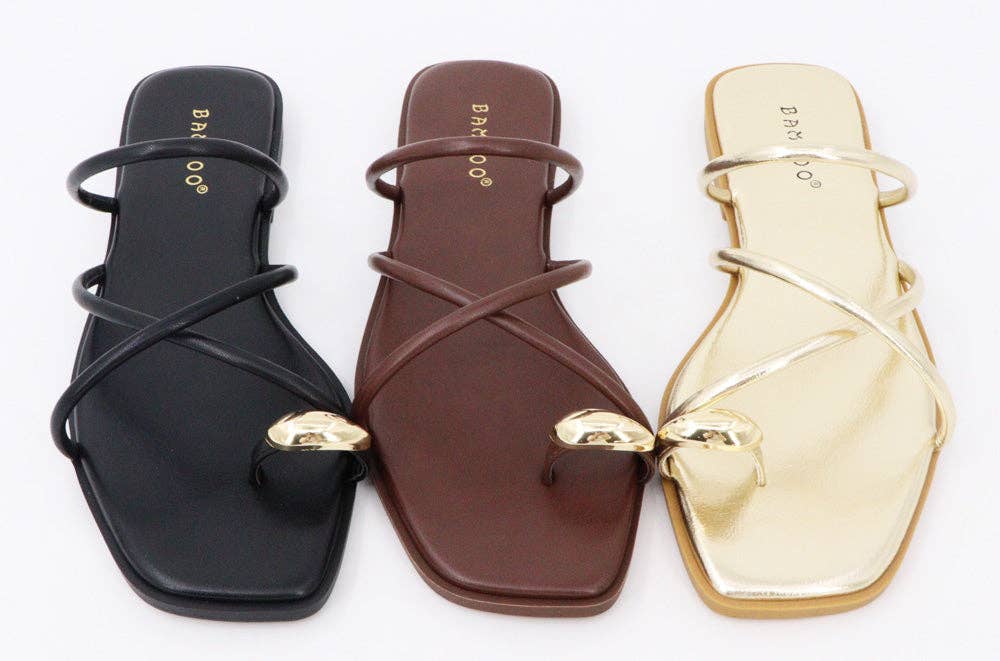 Crisscross Ring Toe Flat Sandals
