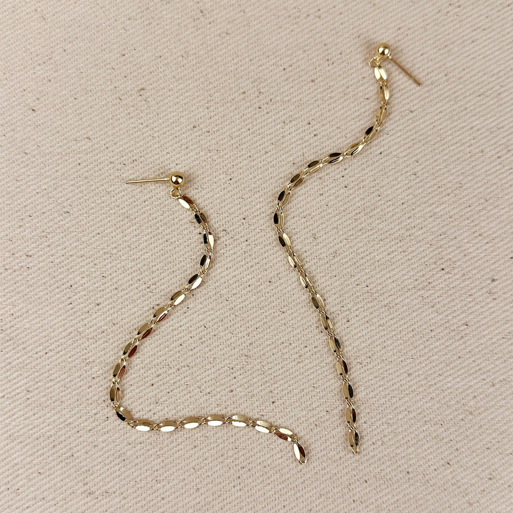 18k Gold Chain Drop Earrings