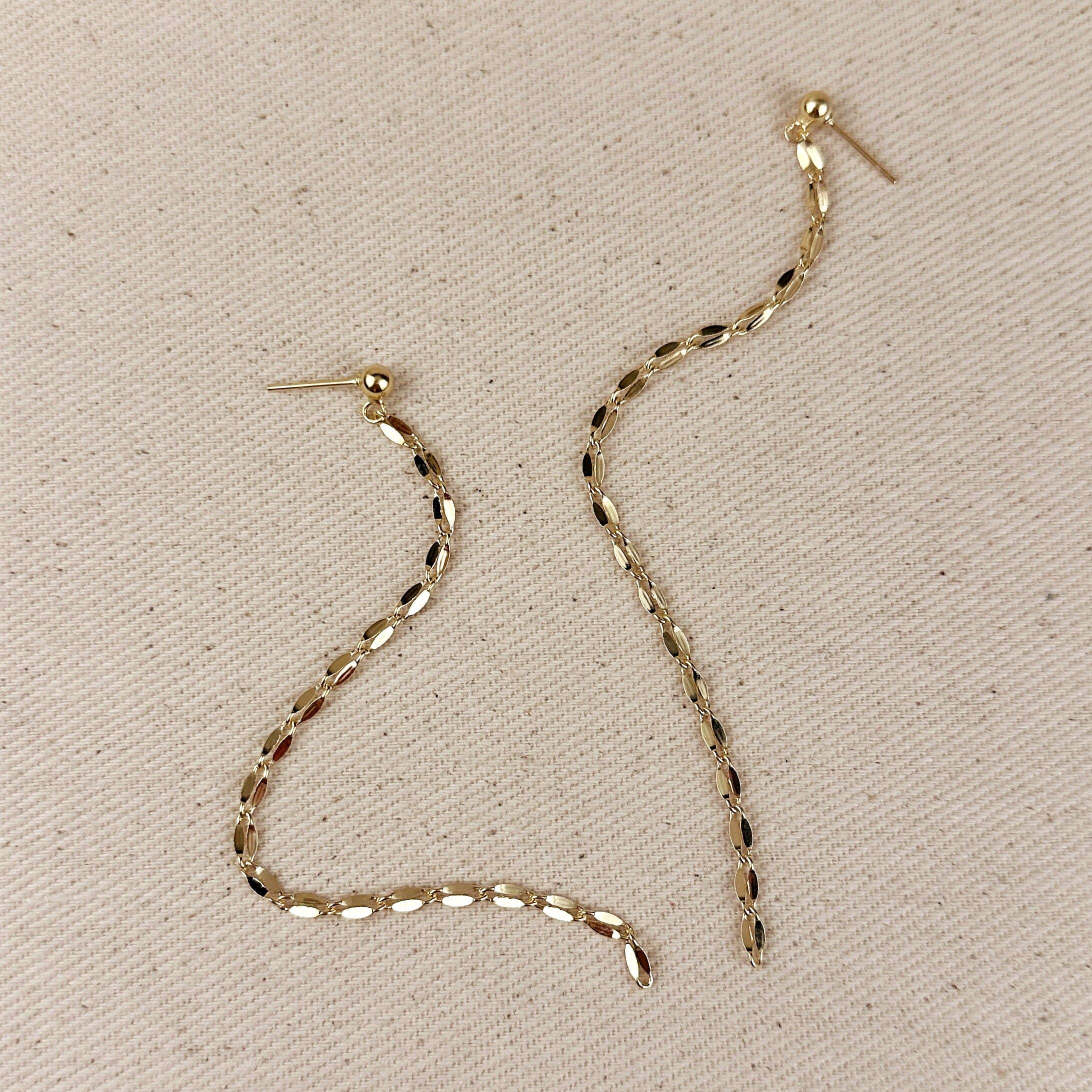 18k Gold Chain Drop Earrings