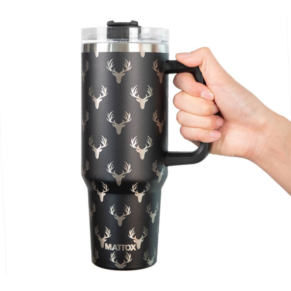 Deer Print 40 oz Tumbler – Black