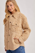 Latte Boucle` Button Jacket