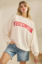 T-42123-CLOUDY KNIT WISCONSIN GRAPHIC SWEATSHIRT