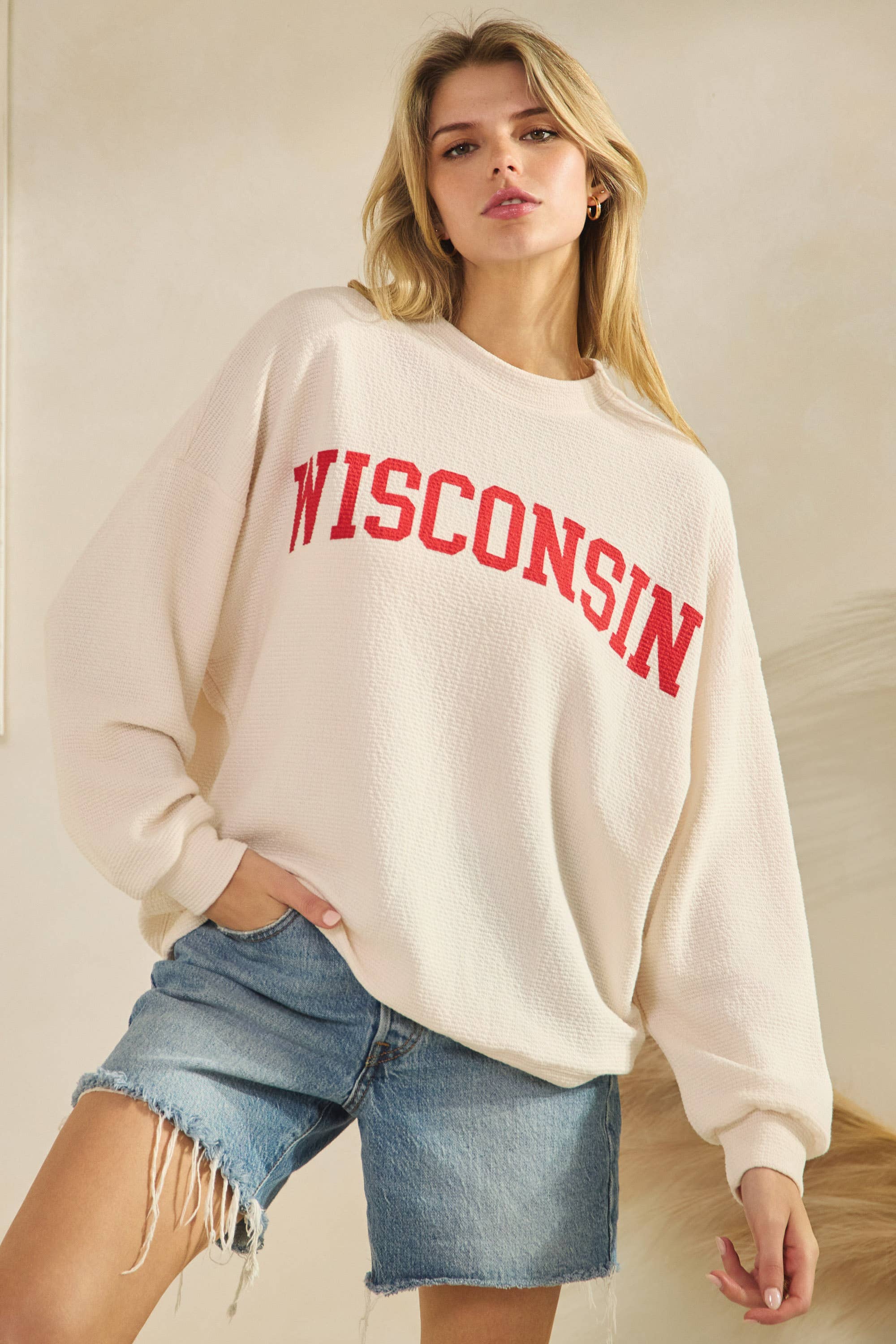 T-42123-CLOUDY KNIT WISCONSIN GRAPHIC SWEATSHIRT