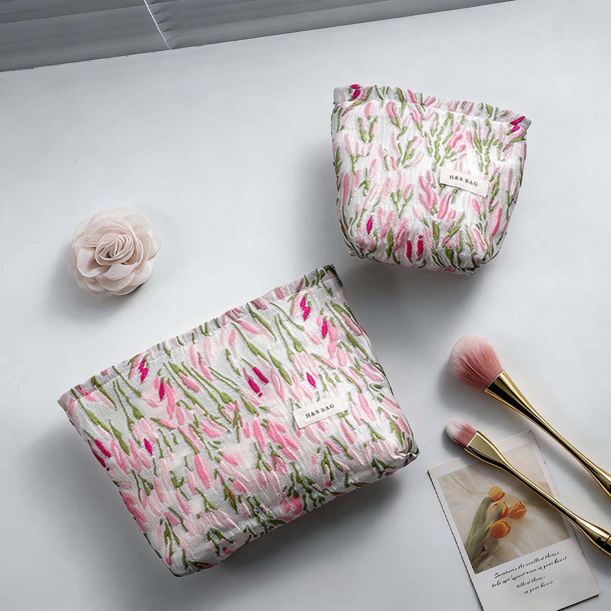 Floral Canvas Cosmetic & Travel Makeup Bag