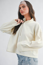 Ribbed Half Zip Cropped Pullover