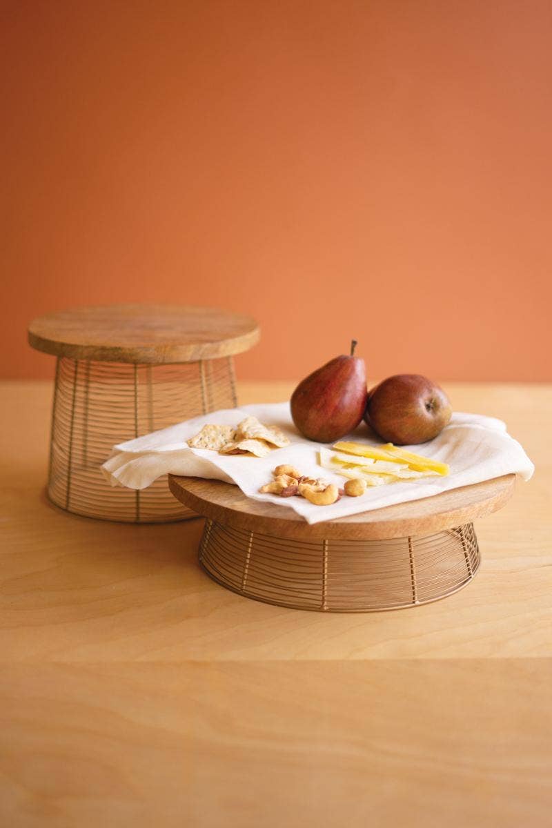 Mango Wood & Wire Decorative Risers – Set of 2
